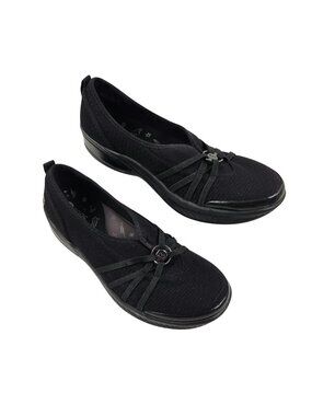 BZees Niche Ballerina Slip on Shoes Womens Size 9.5 Black Mesh Comfort